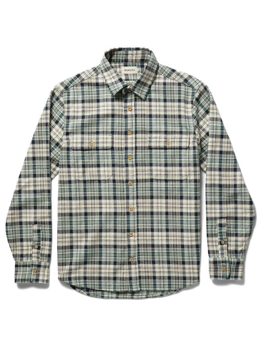 Taylor Stitch‎ The Ledge Green Navy Plaid Flannel Shirt Size XXL / 46